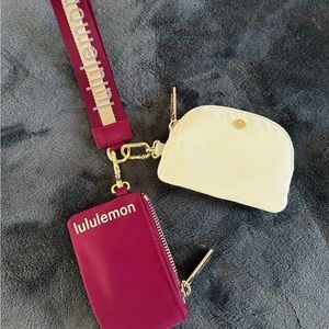 Lululemon Burgundy and White Wristlet Set